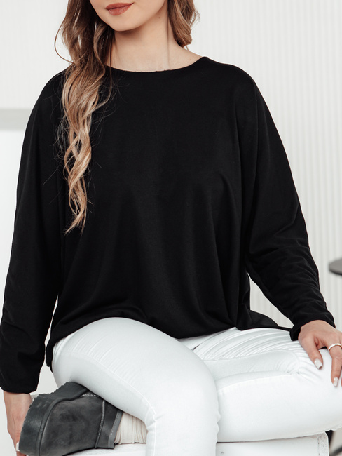LOOSEFEMME női oversize blúz medállal, fekete Dstreet RY2705