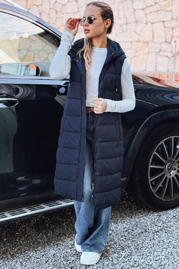 Kamizelka damska długa pikowana granatowa Dstreet TY5252