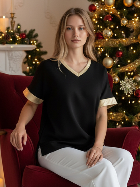 Női oversize SHINE LOVE blúz fekete Dstreet RY2912 RY2912z