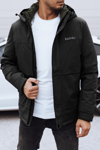 Férfi télikabát kapucnival fekete Dstreet TX4908