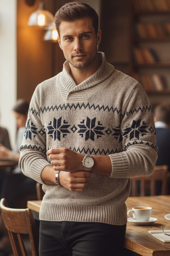 Férfi bézs színű pulóver Dstreet WX2269