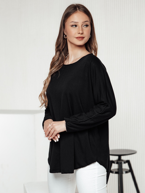 LOOSEFEMME női oversize blúz medállal, fekete Dstreet RY2705