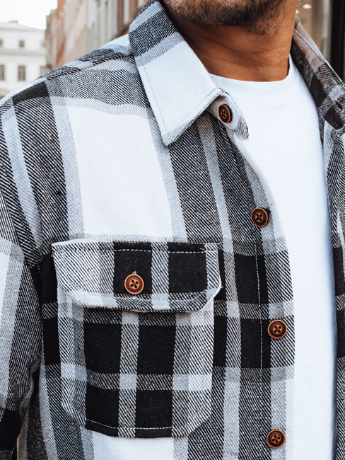 Férfi fekete-fehér kockás flanel ing Dstreet DX2673