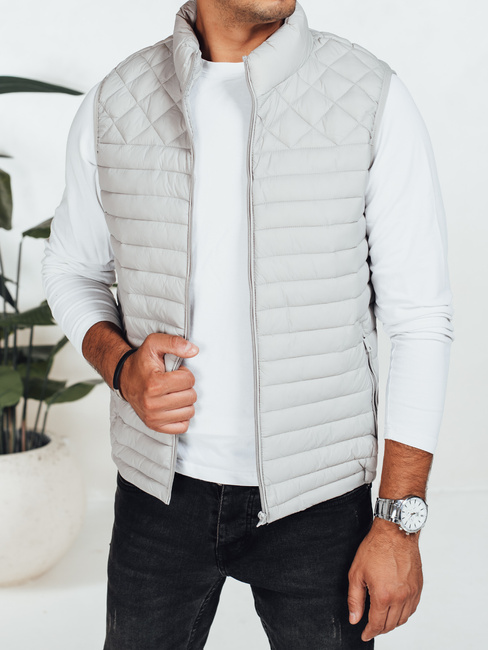 Férfi steppelt mellény világosszürke Dstreet TX5078