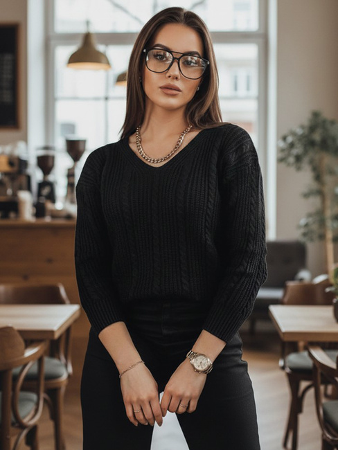 Női hosszú pulóver WELLMA Szín Fekete DSTREET MY1769