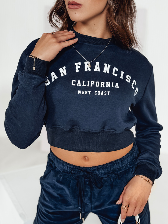 Női crop top SAN FRANCISCO nyomtatott tengerészkék Dstreet BY1344