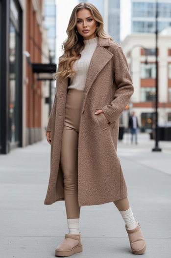 Női hosszú báránybőr kabát bézs Dstreet NY0753z