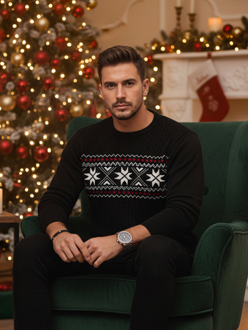 Férfi fekete pulóver Dstreet WX2276z