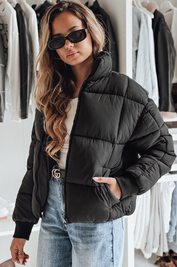 Női téli rövid, steppelt kabát VIBEGIRL fekete Dstreet TY4948