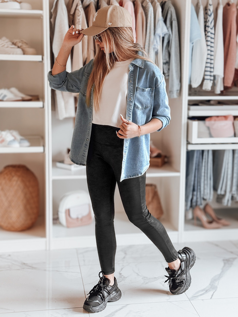 Női magas derekú, viaszos leggings NIVANA fekete Dstreet UY2295