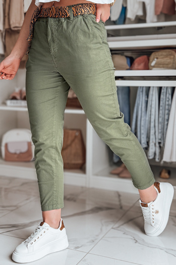 Női alkalmi nadrág övvel MADELINA khaki Dstreet UY2628 MADELINA khaki Dstreet UY2628