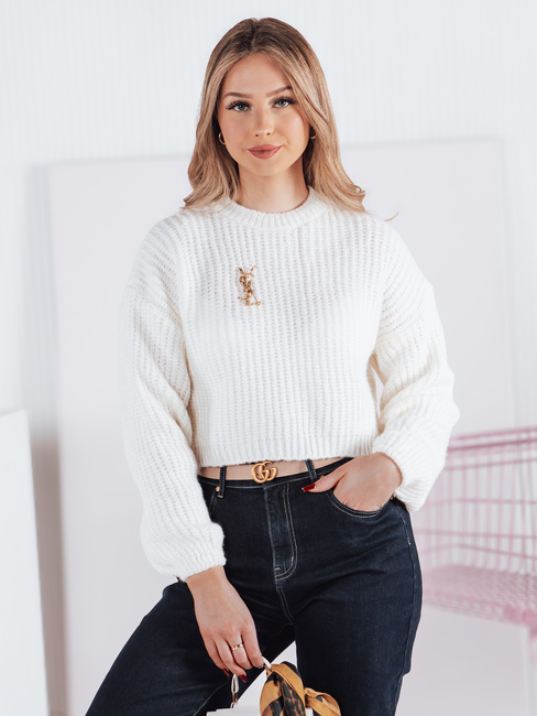 Női oversize pulóver BILLIS ecru Dstreet MY2284