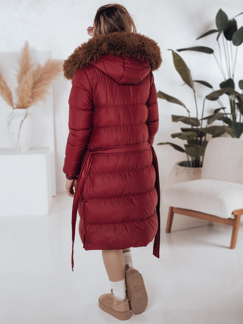 Női steppelt téli kabát szőrmével STYLEBELLA piros Dstreet TY5008