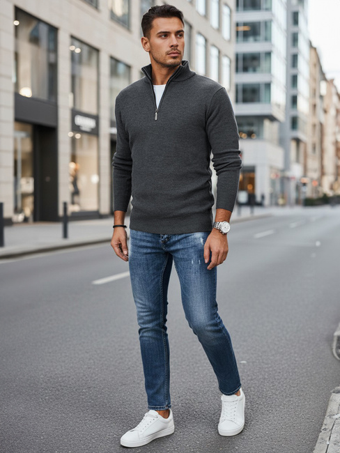 Férfi világos szürke pulóver Dstreet WX2339