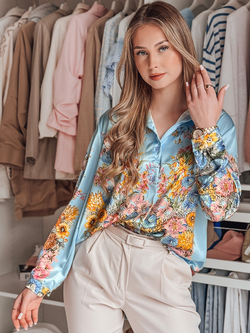 Női oversize virágos póló BLOSSIVA kék Dstreet DY0466