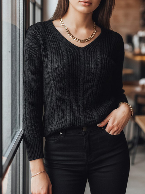 Női hosszú pulóver WELLMA Szín Fekete DSTREET MY1769