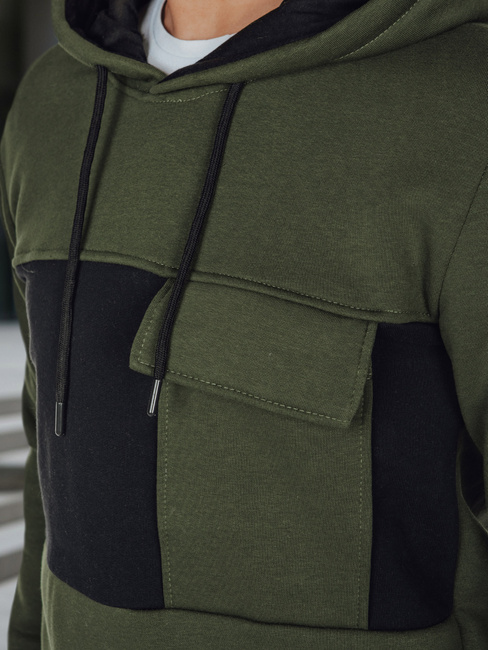 Férfi khaki színű kapucnis pulóver Dstreet BX5913