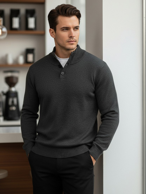 Férfi pulóver állógallérral grafit Dstreet WX2355