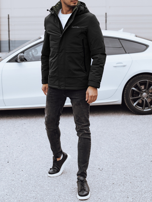 Férfi télikabát kapucnival fekete Dstreet TX4908