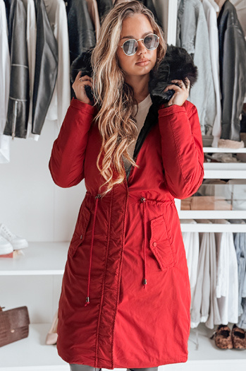 Női téli parka TRENDNEL megfordítható kapucnis piros Dstreet TY4588 TY4588