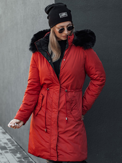 Női téli parka TRENDNEL megfordítható kapucnis piros Dstreet TY4588 TY4588_1