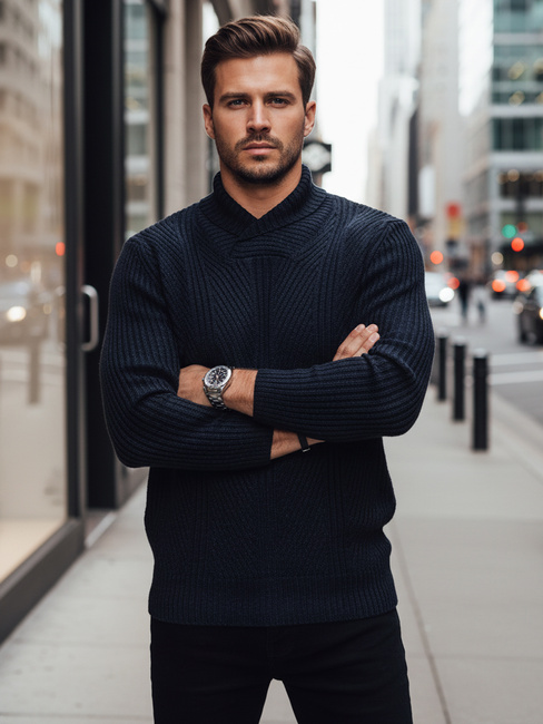 Férfi sötétkék pulóver Dstreet WX2257z