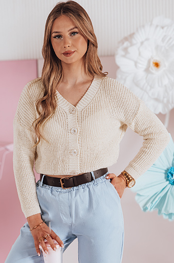 Női pulóver egy méretben oversize bordázott SWEETDREAM ekrü Dstreet MY2457