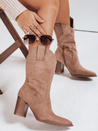 Női szarvasbőr cowboy csizma bézs Dstreet ZY1195