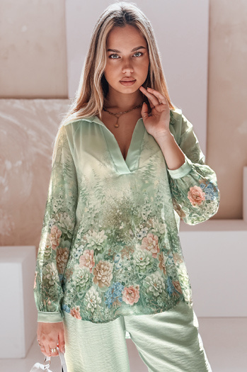 Női oversize virágos ing Virágos zöld Dstreet DY0471