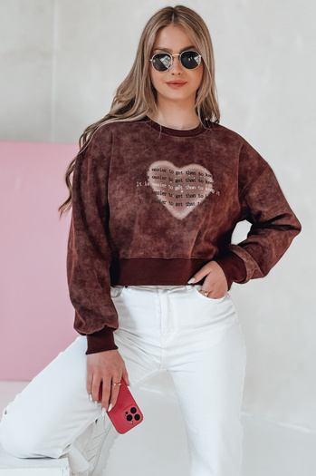 Női túlméretezett, kötött színű pulcsi szívvel DESSER bordó Dstreet BY1463