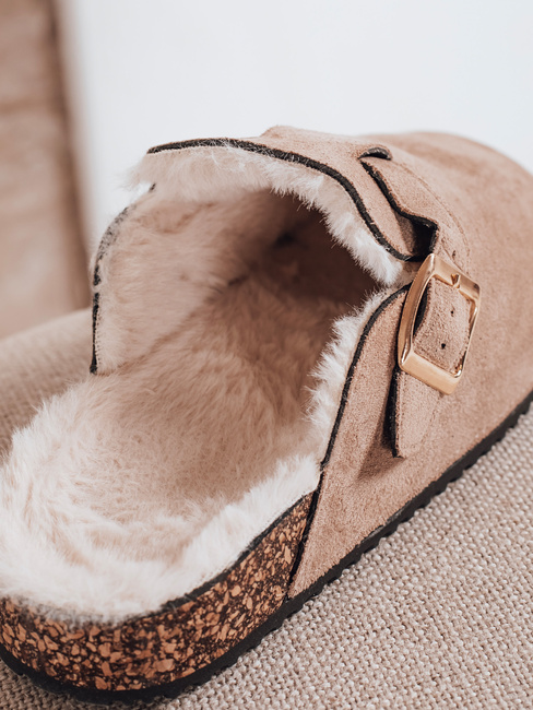 Női szarvasbőr szigetelt flip-flopok bézs Dstreet ZY1196