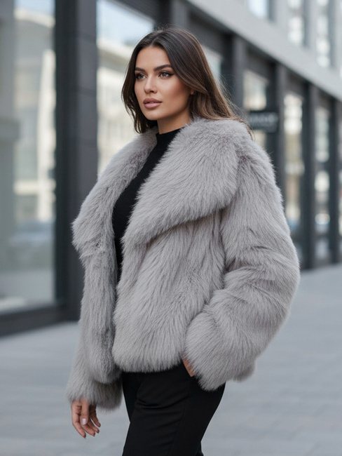 Női rövid szürke szőrmebunda ZARAFIA Dstreet TY5116z