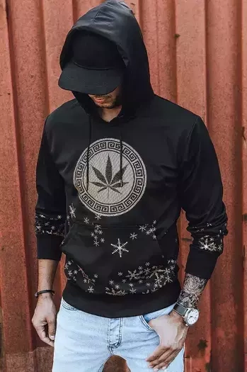 Férfi mintás pulóver fekete színben Dstreet BX5325