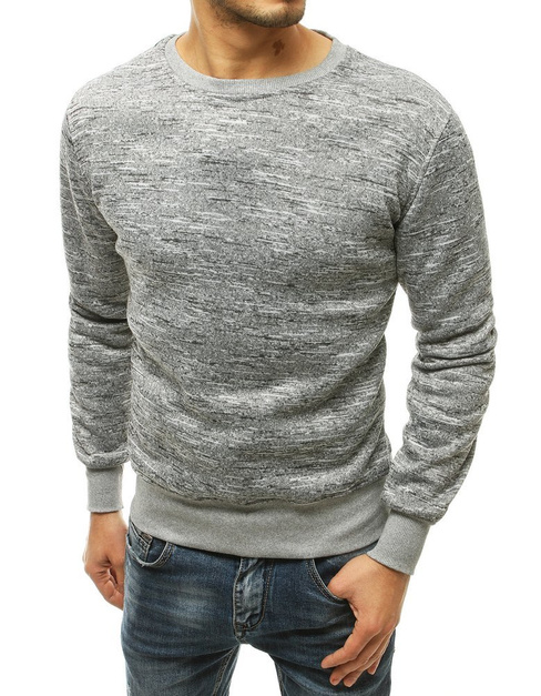 Férfi pulcsi kapucni nélkül világosszürke színben BX4816