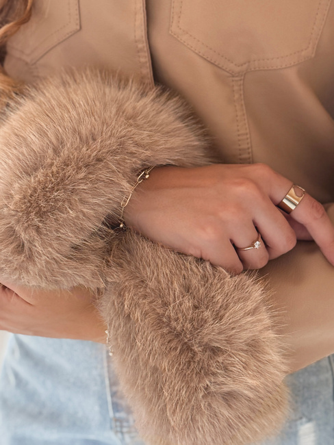 Női bőrdzseki teveszőrrel Dstreet TY5139