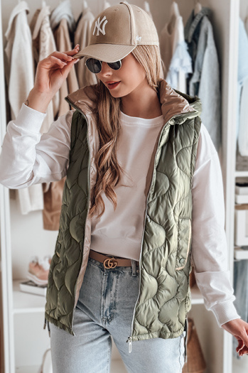 Női átmeneti steppelt mellény VESOLITA zöld Dstreet TY4877