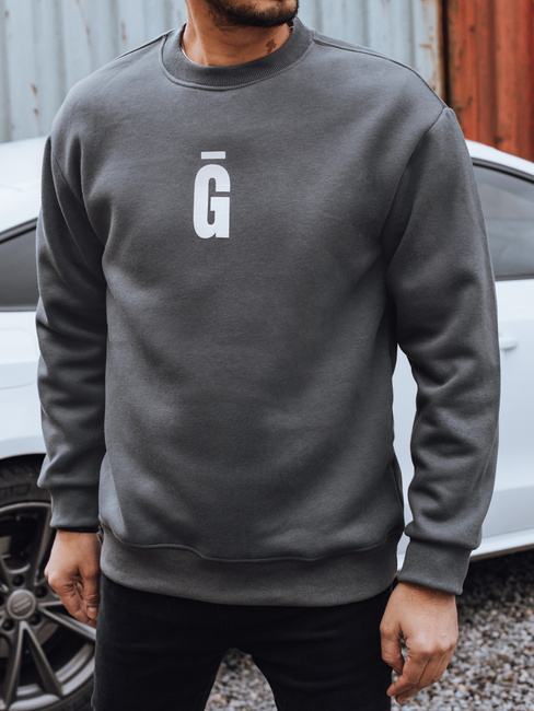 Férfi nyomtatott grafit pulóver Dstreet BX5921