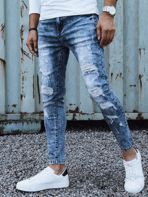 Spodnie męskie jeansowe z dziurami niebieskie Dstreet UX4451