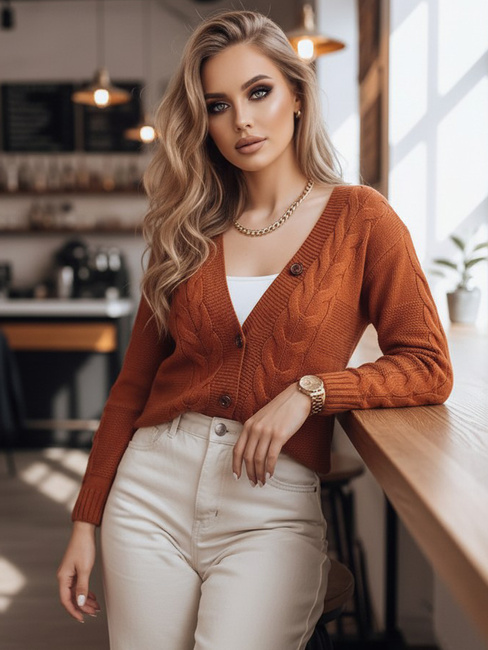 Női cipzáros pulóver NISTEL Szín Camel DSTREET MY1684