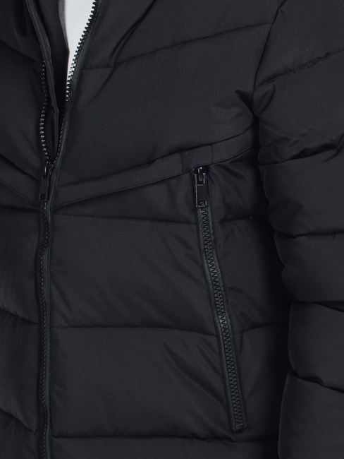 Férfi télikabát kapucnival fekete steppelt TX5070