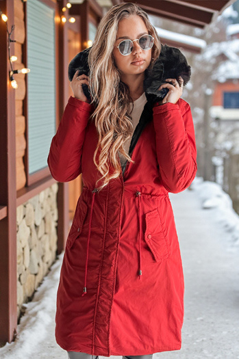 Női téli parka TRENDNEL megfordítható kapucnis piros Dstreet TY4588 TY4588