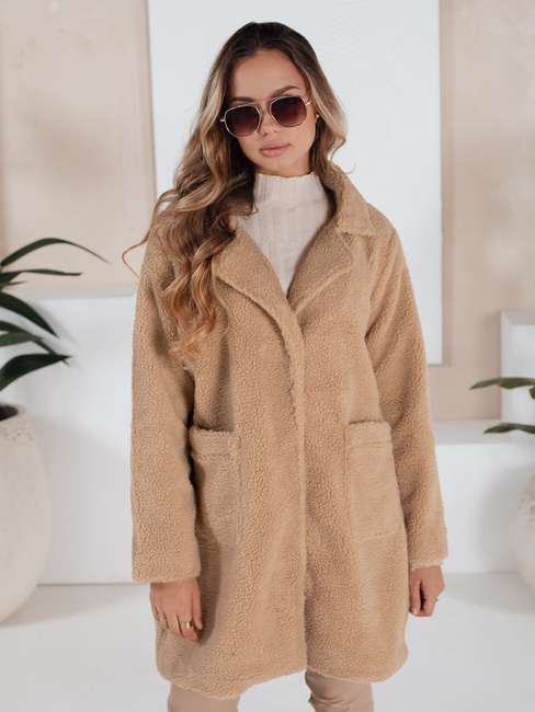 Női teddy szőrme téli kabát bézs Dstreet NY0757