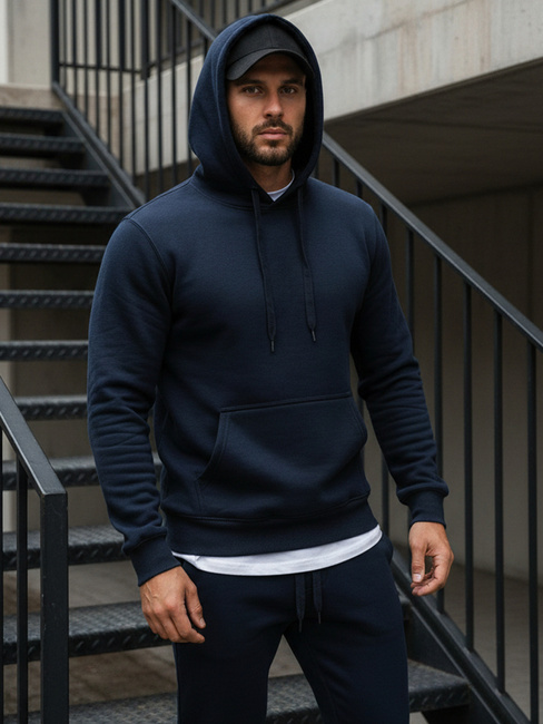 Kenguru típusú férfi pulcsi kapucnival gránátkék színben BX3001