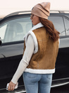 Női szarvasbőr mellény juhbőrrel WOOLZIP camel Dstreet TY4741