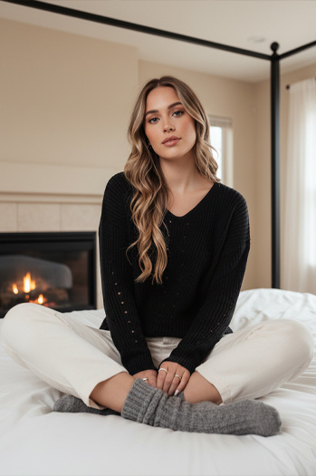 Női pulóver MONAVIA fekete Dstreet MY2399