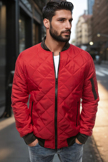 Piros steppelt férfi bomber kabát TX2210