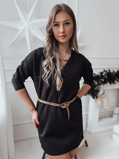 GLAMUP egyméretű ruha övvel fekete Dstreet EY2553_3