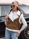 Női szarvasbőr mellény juhbőrrel WOOLZIP camel Dstreet TY4741