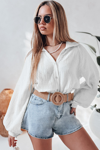 Női túlméretezett muszlin ing MUSLINEA fehér Dstreet DY0473