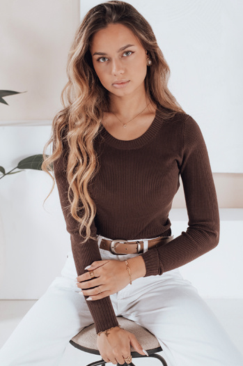 Női bordázott pulóver NOLVIE barna Dstreet MY2494